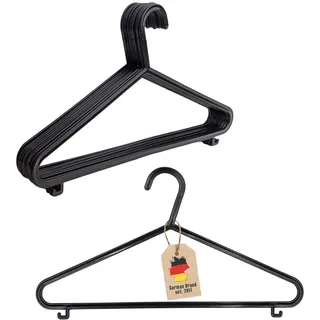 Intirilife leichte dünne Kleiderbügel -SCHWARZ - 10 Stück platzsparende Kleiderbügel aus Kunststoff mit Hosensteg Rockhaken - 36 x 1 x 15 cm- Garderoben Wäsche Anzug Jacken Rock Bügel, robust