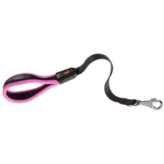 Ferplast Nylon-Hundeleine Kurz ERGOFLUO, Hundeleine Grosse Hunde, Ergonomisch gepolsterter Griff, aus Nylon, Länge 55 cm x 2,5 cm, Rosa