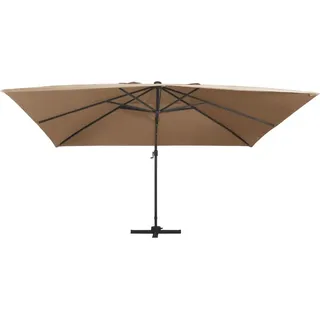 vidaXL Ampelschirm mit LED-Beleuchtung Alu-Mast 400x300 cm Taupe - Taupe
