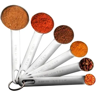 Messlöffel, Edelstahl-Messlöffel-Set, 6-teilig, Teelöffel, 1/8, 1/4, 1/2, 1, 1/2 Esslöffel, 1 Esslöffel, trockene Flüssigkeitszutaten, DIY, Backen