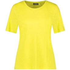 Taifun Damen Basic T-Shirt mit rundem Ausschnitt Kurzarm unifarben Vibrant Lime 40