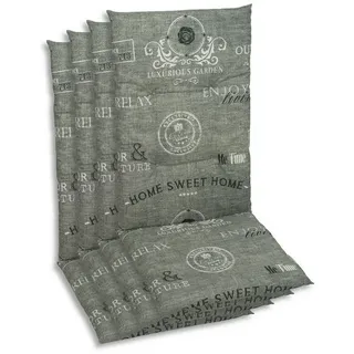 Sesselauflagenset , Grau, Weiß, Hellgrau , Textil , 4-teilig , Stempel , Füllung: Schaumstoff, Vlies , 48x5x108 cm , Oeko-Tex® Standard 100 , pflegeleicht, für den Außenbereich geeignet, mittels Gurtband zu befestigen , Gartenmöbel, Gartenpolster & Auflagen, Sesselauflagen