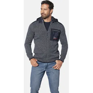 Kapuzenstrickjacke JAN VANDERSTORM "Strickjacke DJARKE", Herren, Gr. XXL, blau (dunkelblau melange), Obermaterial: 55% Polyacryl PAN. 45% Baumwolle CO., normal, Strickjacken Kapuzenstrickjacke