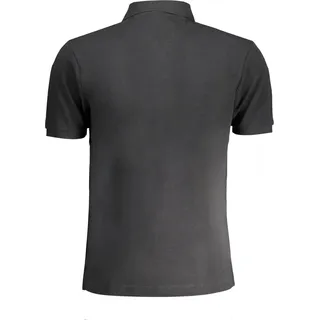 Schwarzes Herren Poloshirt, Regular Fit, Stickerei, Kurzarm, 2 Knöpfe - Schwarz