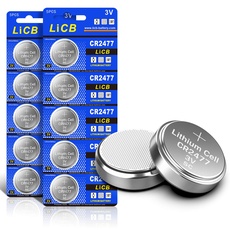 LiCB 10 Stück CR2477 3V Lithium Knopfzellen CR 2477 Batterien