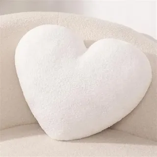 Herzkissen, Kuschelkissen Kinder Herzkissen, Weiche Flauschige Herzform Zierkissen Sofakissen, Plüsch Kissen Dekokissen für Kinderzimmer Schlafzimmer Deko (Weiß 30 X 45 CM)