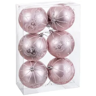 BigBuy Christmas Weihnachtskugeln Rosa Kunststoff 8 cm (6 Stück)