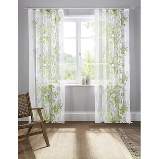 Gardine HOME AFFAIRE "Ina" Gr. 4, grün, B:144cm H:245cm, Voile, Polyester, Gardinen, Gardine, transparent, 2-er Set, einseitig bedruckt, Voile, Topseller