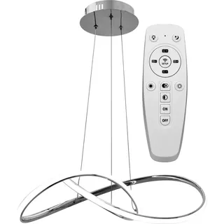 tooLight Pendellampe App393-Cp Modern Ring Chrom Led + Fernbedienung 1-Lichtquelle 40W 55X55X14,5Cm Einstellbar - Silber