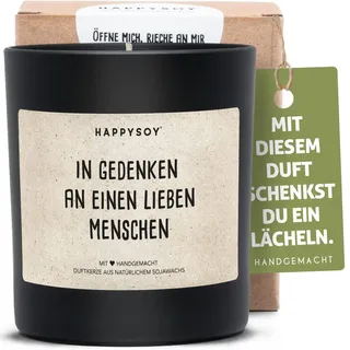 Trauerkerze - Duftkerze im Glas mit Trauerspruch - aus Sojawachs, handgemacht - nachhaltiges persönliches Geschenk Kondolenzgeschenk - in stillem Gedenken