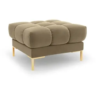 Micadoni Pouf Mamaia aus Samt beige , Beige , Textil , 60x41x60 cm , Hergestellt in Europa, Oeko-Tex® , Wohnzimmer, Sessel, Hocker & Hockerbänke, Sitzhocker