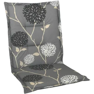 Sesselauflage , Grau, Schwarz, Weiß, Beige , Textil , Blume , Füllung: Schaumstoff, Vlies , 48x4x109 cm , Made in Germany , mittels Bändern zu befestigen, für den Außenbereich geeignet, hochwertige Qualität , Gartenmöbel, Gartenpolster & Auflagen, Sesselauflagen