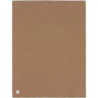 Lässig Babystrickdecke Kuscheldecke Babydecke gestrickt 100% Bio Baumwolle GOTS/Knitted Blanket Nubs light brown