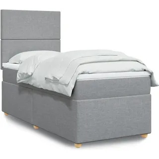 Langlebige Boxspringbett mit Matratze Hellgrau 90x200 cm Stoff Gästebett mit Lattenrost Möbel4293856 - Grau