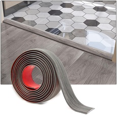 Art3d Selbstklebender Vinylbodenübergangsstreifen 1m Laminatbodenstreifen flacher Bodentrennstreifen zum Verbinden von Bodenlücken Teppichschwellenübergang Fliesenboden 122x4x0,3cm grau