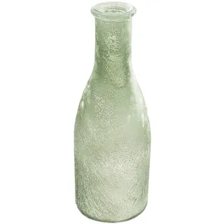 Ideen mit Herz Deko-Flasche | Frühling | Vase für Trockenblumen oder Gräser | DIY | Vintage | Shabby Chic | Landhaus-Stil | Ø 6 cm | 18 cm hoch (grün-weiß)