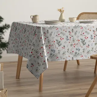 GAMUSI Tischdecke, Weihnachten, schmutzabweisend, Baumwolle, Esstisch, Weihnachtsdekoration, rechteckig, 160 x 240 cm