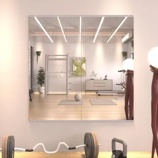 WEER Home Gym Spiegel, Rahmenloser Großer Ganzkörperspiegel 120 x 60cm x 2 Stück, Gehärtetes Glas, Wandspiegel Tanzspiegel für Fitnessstudio, Yoga, Garage, Fitness, Tanzen, Schlafzimmer