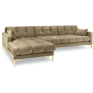 Micadoni Ecksofa links Mamaia aus Samt beige 5 Sitzplätze , Beige , Textil , L-Form , 293x185 cm , Hergestellt in Europa, Oeko-Tex® , Wohnzimmer, Sofas & Couches, Wohnlandschaften, Ecksofas