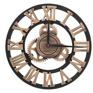 Metall Zahnrad Wanduhr, Lautlos Groß Dekouhr im Vintage Design für Wonzimmer, Café, Restauran, Büro (30cm Golden)