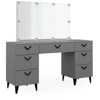 Vicco Schminktisch Anett Grau 150 cm mit LED Beleuchtung, Model 40715 - Grau