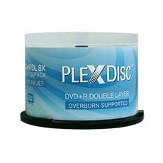 PlexDisc DVD+R DL, 50 STK, 8X, 8,7GB, Double-Layer, tintenstrahlbedruckbar, matt-weiß