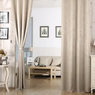 Happyment Vorhang-Set Deluxe mit Rüsche – 2 Stück – Beige – 135x225 cm – Verdunkelnd – Schwer – Mit Faltenband – Samt – Thermisch – Isolierend - Beige