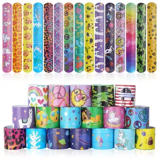 flintronic 30Pcs Schnapparmbänder für Kinder, Bunte Armbänder mit Tier/Weltraum/Dinasour/Einhorn/Meerjungfrau Schnapparmbänder Mitgebsel Kindergeburtstag Gastgeschenke, für Kinder Jungen & Mädchen