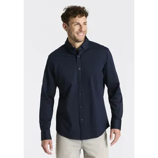 Businesshemd BOSS "JOE", Herren, Gr. 42, N-Gr, blau (navy410), Web, Obermaterial: 55% Baumwolle, 45% Polyester, unifarben, regular fit normal, 2-Knopf-Manschette verstellbar, Hemden Businesshemd, mit Button-Down-Kragen, regular fit
