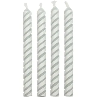 PME CA028 weiß gestreifte Kerzen, klein, Kunststoff, Ivory, 0.4 x 0.5 x 4.8 cm, 24 Stück