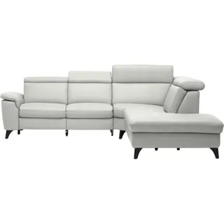 Cantus Ecksofa , Hellgrau , Leder , Echtleder , Color-Finish-Leder , Uni , Ottomane rechts, L-Form , 285x239 cm , Typenauswahl, Bettkasten erhältlich, Fußauswahl, Lederauswahl, Stoffauswahl, seitenverkehrt erhältlich, Hocker erhältlich, Rückenfutter , Wohnzimmer, Sofas & Couches, Wohnlandschaften, Ecksofas