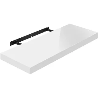 WOLTU Wandregal Volato Wandboard freischwebend hochglänzend weiß Schweberegal CD DVD Regal Bücherregal Holz Board 80x22,9x3,8cm RG9480ws