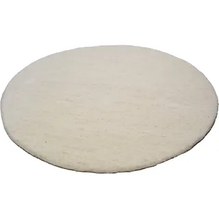 THEKO Wollteppich Maloronga Uni, rund, Höhe: 24 mm, echter Berber Teppich, reine Wolle, handgeknüpft beige Ø 200 cm x 24 mm