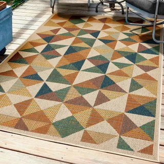 Andiamo Teppich »Sedona Dreieck«, rechteckig, 6 mm Höhe, Flachgewebe, modernes Design, In- und Outdoor geeignet, bunt