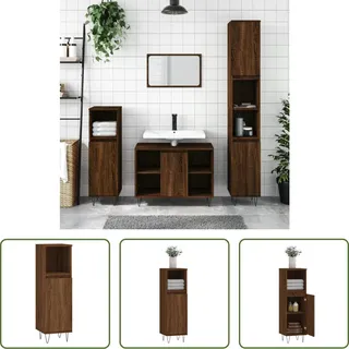 The Living Store Badschrank Braun Eichen-Optik 30x30x100 cm Holzwerkstoff - Braun