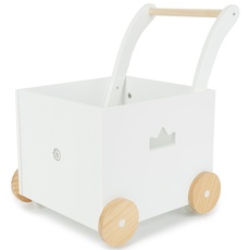 Bieco Lauflernwagen Holz | ab 1 Jahr | Multifunktionale Baby Lauflernhilfe | Laufwagen für Babys in schlichtem Design | Baby Gehhilfe | Lauflernhilfe für Babys | Baby Laufwagen mit Stauraum