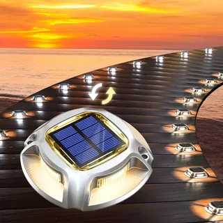 Quntis IP68 Solar Bodenleuchten Außen 8Pack Aluminium Solar Deck lights Outdoor Waemweiß/Kaltweiß, 20 Tonnen belastbar, Wasserdichte Solarlampen Solarleuchten Bodenstrahler für Garten Weg Garage Hof