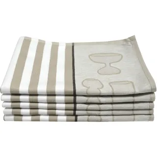 Dyckhoff Geschirrtuch »Gläser / Halbleinen« mit Gläser & Streifen Motiv, Maße je Tuch ca. 50x70 cm, beige