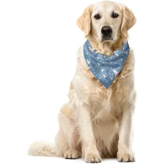 ABAKUHAUS Winter Haustier Bandana, Thema Weihnachten Botanik Artikel, 40x40 cm, Blau, Grau und Weiß - Blau