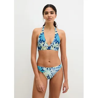 Bandeau-Bikini-Top MARC O'POLO "Bohemian Leaf AOP", Damen, Gr. XL (46), N-Gr, blau (multi colour print), Obermaterial: 84% Polyamid, 16% Elasthan, Bikini-Oberteile Bandeau-Bikini-Top