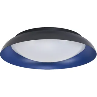 LEDVANCE Orbis Plate LED-Deckenleuchte, schwarz-blau, 45W, 2200lm, 3000K, 480mm, 830 freundliches Warmweiß, durch Kicken in 3-Stufen dimmbar, IP20 Schutz, Montageschrauben und Dübel inklusive - Schwarz, Blau