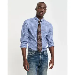 Gant für Herren. 3000132 Gestreiftes Slim Fit Popeline Hemd blau (XL), Lässig, Baumwolle, Klassisch, Langarm