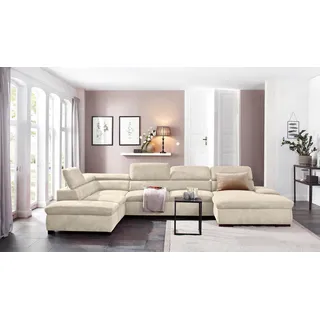 Home Affaire Wohnlandschaft »Alberto U-Form« mit Kopfteilverstellung, wahlweise mit Bettfunktion, beige