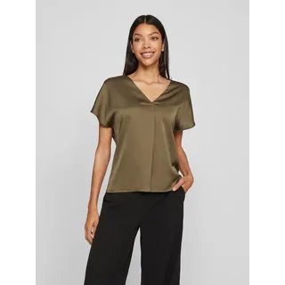 Vila V-Shirt »VIELLETTE V-NECK S/S SATIN TOP - NOOS«, grün