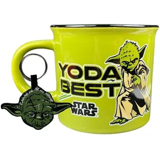 Star Wars Yoda Geschenkset mit Tasse und Schlüsselanhänger (Yoda Best Design) 325ml Keramiktasse - Offizielles Lizenzprodukt