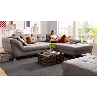 Jockenhöfer GRUPPE "San Francisco L-Form, B: 358 cm", Luxus-Microfaser braun/schlamm