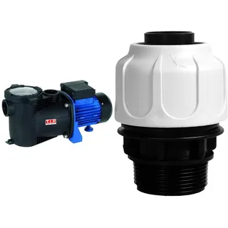 T.I.P. Poolpumpe - Filterpumpe - Umwälzpumpe mit Vorfilter & Schlauchanschluss Klemmverschraubung (1 1⁄2“ AG 38 mm für Schwimmbad, Pool und Sandfilteranlagen, Grau, 11 x 8 x 8 cm) 30967