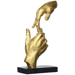 Casablanca by Gilde Dekofigur Skulptur Two Hands - Zwei Hände - aus Kunstharz mit Spruchanhänger - goldfarben/schwarz - Liebe - Höhe 29 cm