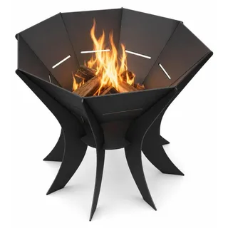 MetaloPro Aethera Feuerschale Stahl schwarz Ø 54 cm – Outdoor Feuerstelle pulverbeschichtet, industrielles Design, für Holz, robust für Garten & Terrasse