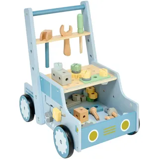 My Baby Lou Lauflernwagen , Blau, Naturfarben, Weiß, Hellgrau, Hellblau, Hellgrün, Hellgelb, Dunkelgelb , Holz, Kunststoff , Schima , Sperrholz , 29.5x46x40 cm , EN 71 , Spielzeug, Holzspielzeug